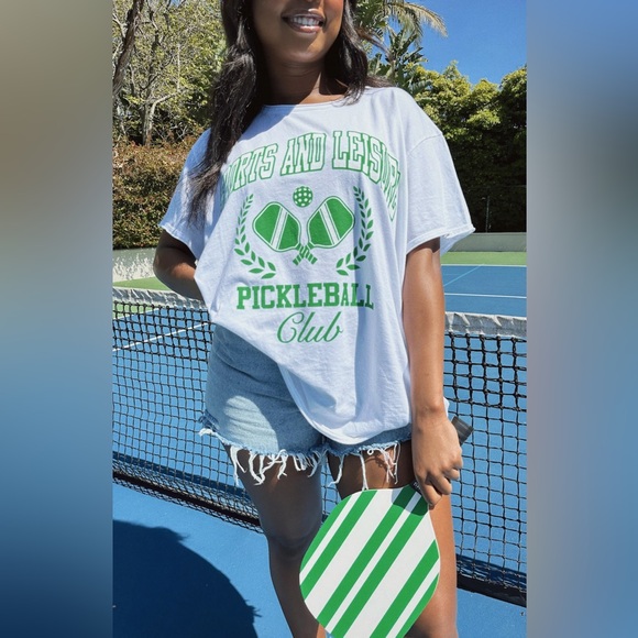 Show Me Your MuMu Tops - Show Me Your MuMu Pickleball Club Top White and Green